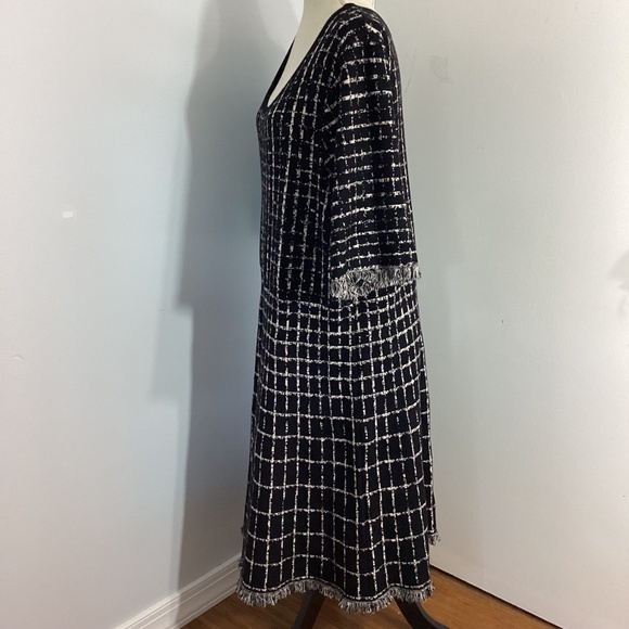 DRESS BARN PLUS 2X-3X KNIT MIDI FIT&FLARE  A-LINE DRESS IVORY BLACK  GEO PRINT - Picture 3 of 12